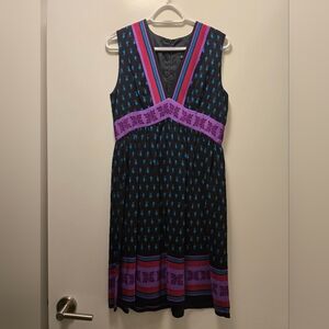 Anna Sui Black and Blue Midi Dress